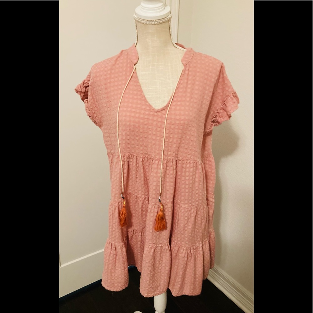 Pink ruffles mini dress